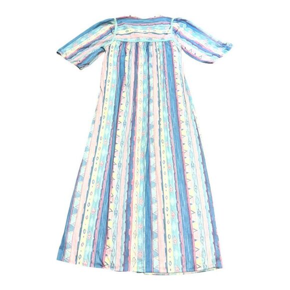 Ashley Ames Vintage Nightgown Southwest Robe Pastel Stripes & Short Sleeves SEE - Picture 4 of 8